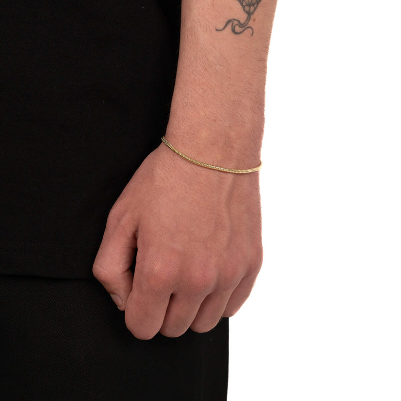 SNAKE CHAIN BRACELET 925 SILVER 18 CARAT GOLD PLATED 2,50MM