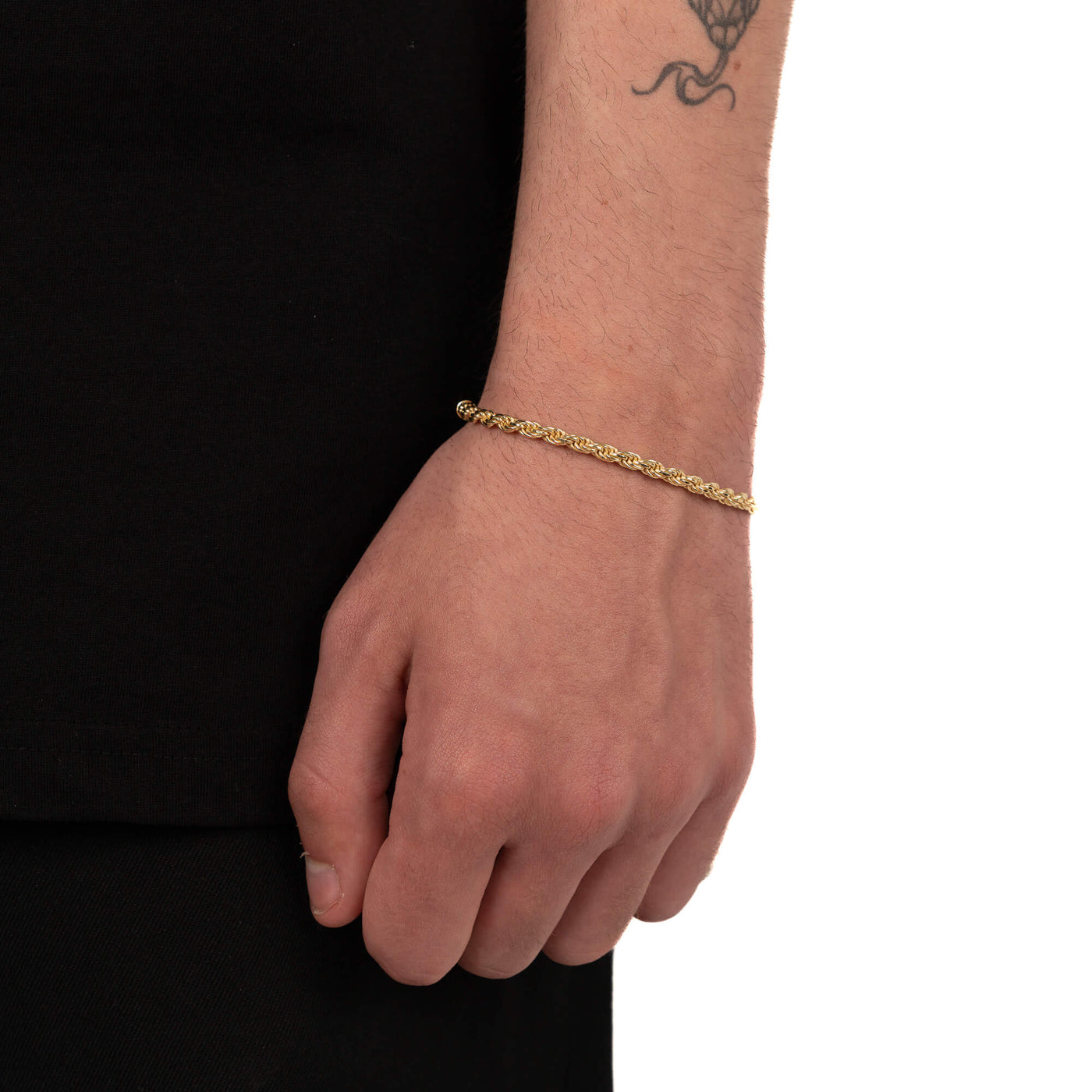 CORD BRACELET 3,80MM 925 SILVER 18 CARAT GOLD PLATED