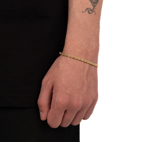 CORD BRACELET 3,80MM 925 SILVER 18 CARAT GOLD PLATED