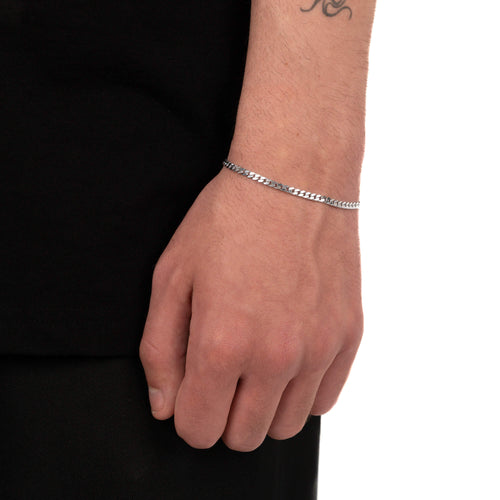 CURB CHAIN BRACELET 925 SILVER RHODIUM PLATED 3,30MM