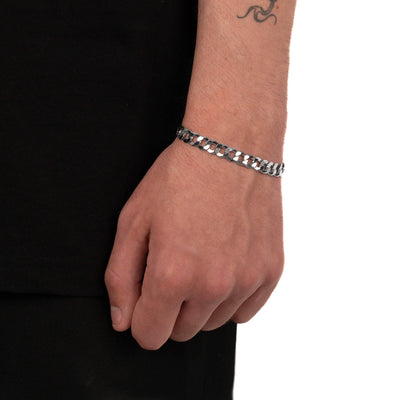 CURB CHAIN BRACELET 925 SILVER RHODIUM PLATED 7,80MM