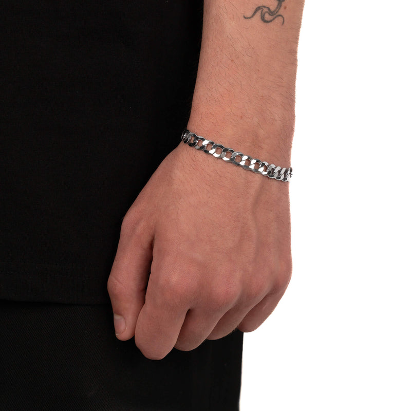 CURB CHAIN BRACELET 925 SILVER RHODIUM PLATED 7,80MM