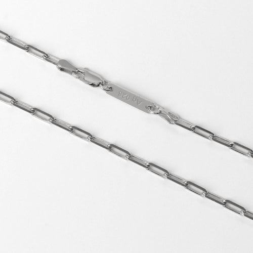 PAPERCLIP CHAIN 925 SILVER RHODIUM-PLATED
