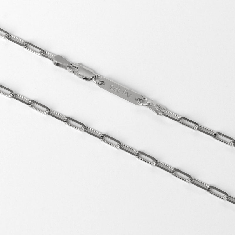 PAPERCLIP CHAIN 925 SILVER RHODIUM-PLATED