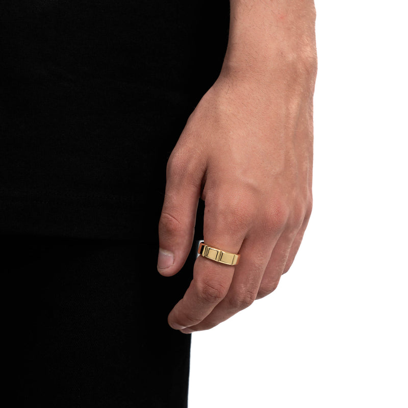 TRAPEZE RING 925 SILVER 18 CARAT GOLD PLATED