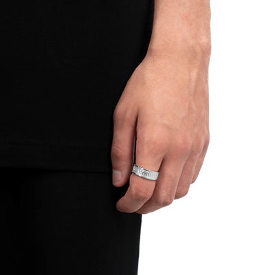 BOLD X RING 925 SILVER RHODIUM PLATED