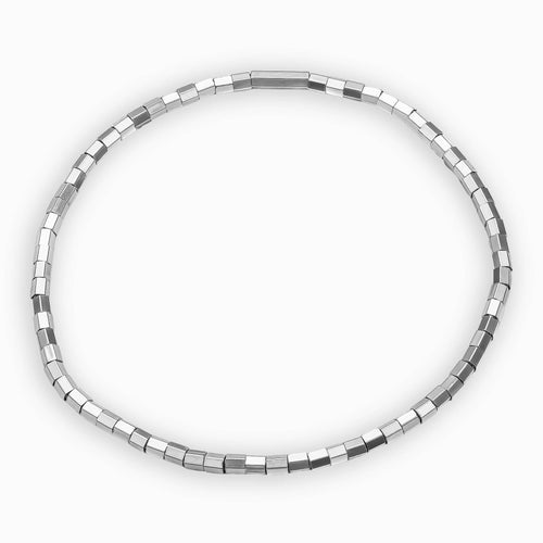 facetted hexagon bracelet elastic 750 white gold
