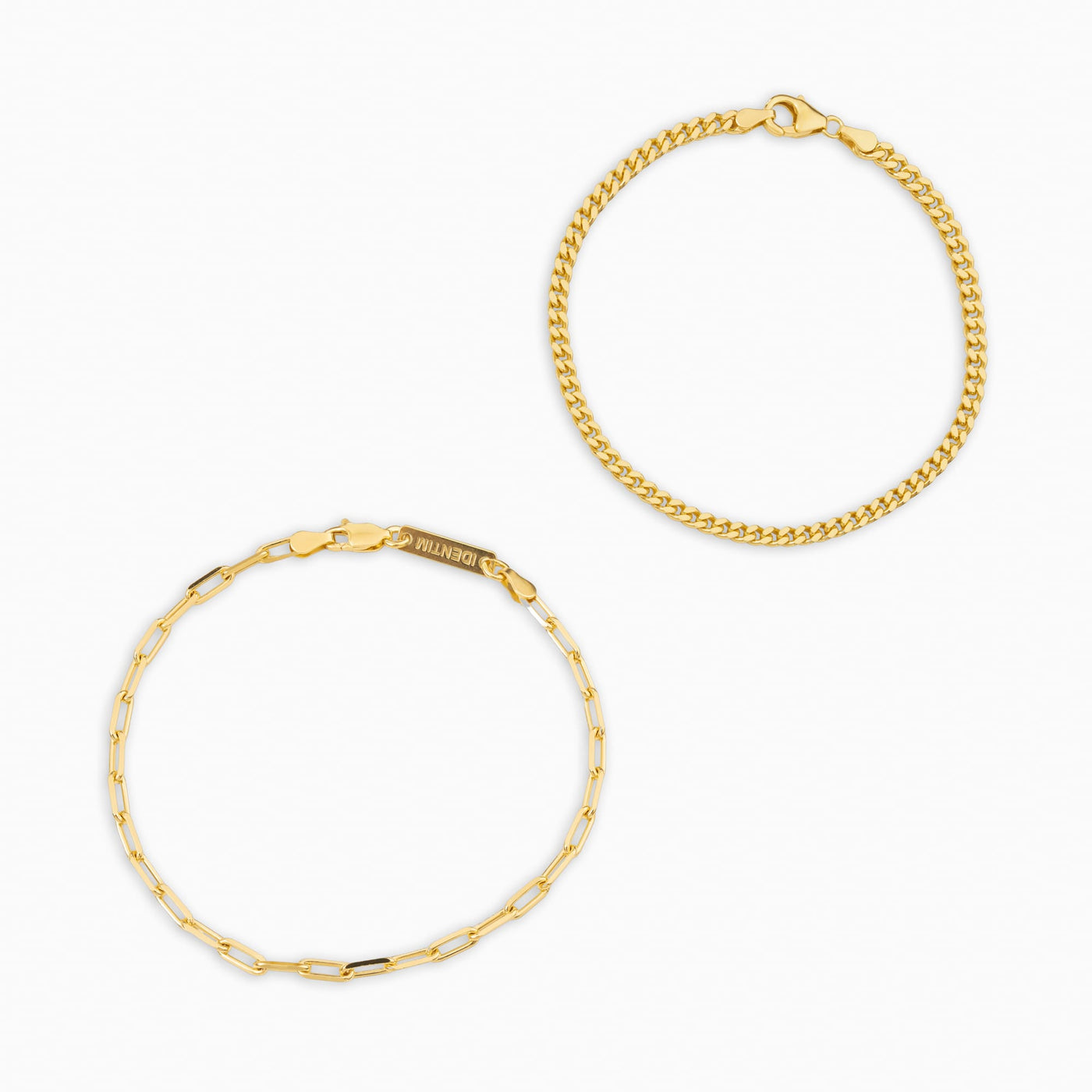 BRACELET SET PANZER PAPERCLIP 925 SILVER 18 CARAT GOLD PLATED