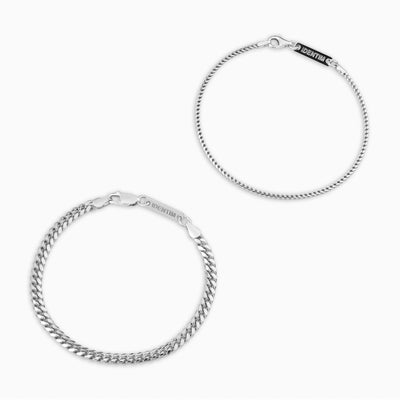 BRACELET SET PANZER FRANCO SILVER BRACELET 925 SILVER RHODIUM PLATED