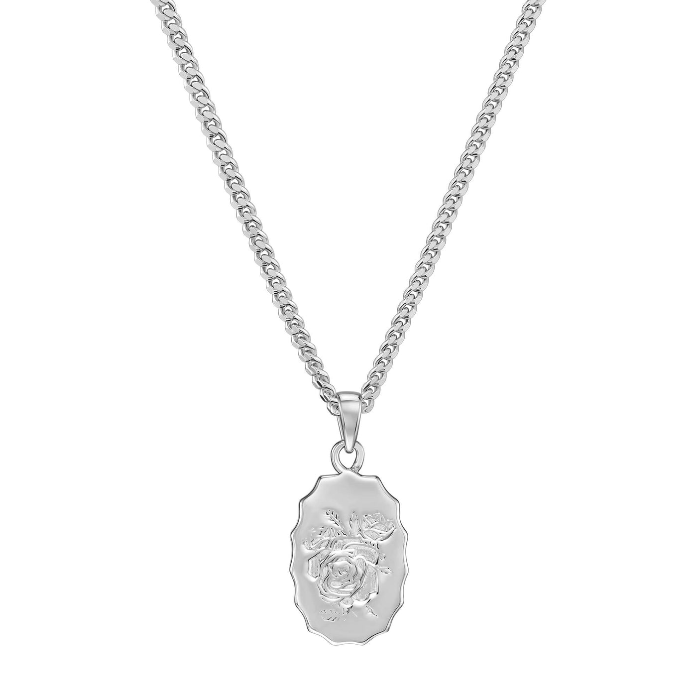 ROSE NECKLACE 925 SILVER RHODIUM PLATED