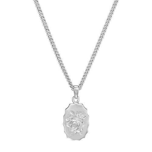 ROSE NECKLACE 925 SILVER RHODIUM PLATED