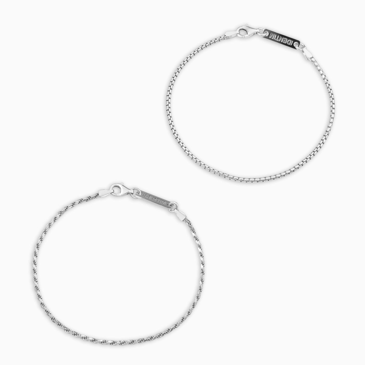 BRACELET SET VENEZIA CORD 925 SILVER RHODIUM PLATED