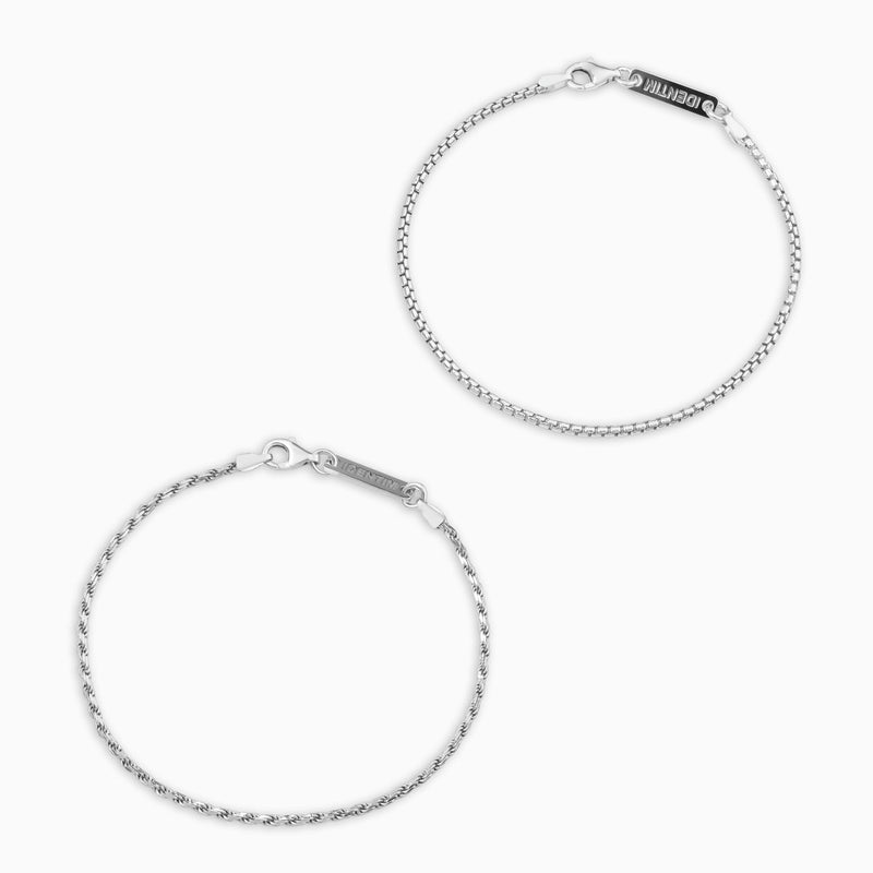 BRACELET SET VENEZIA CORD 925 SILVER RHODIUM PLATED