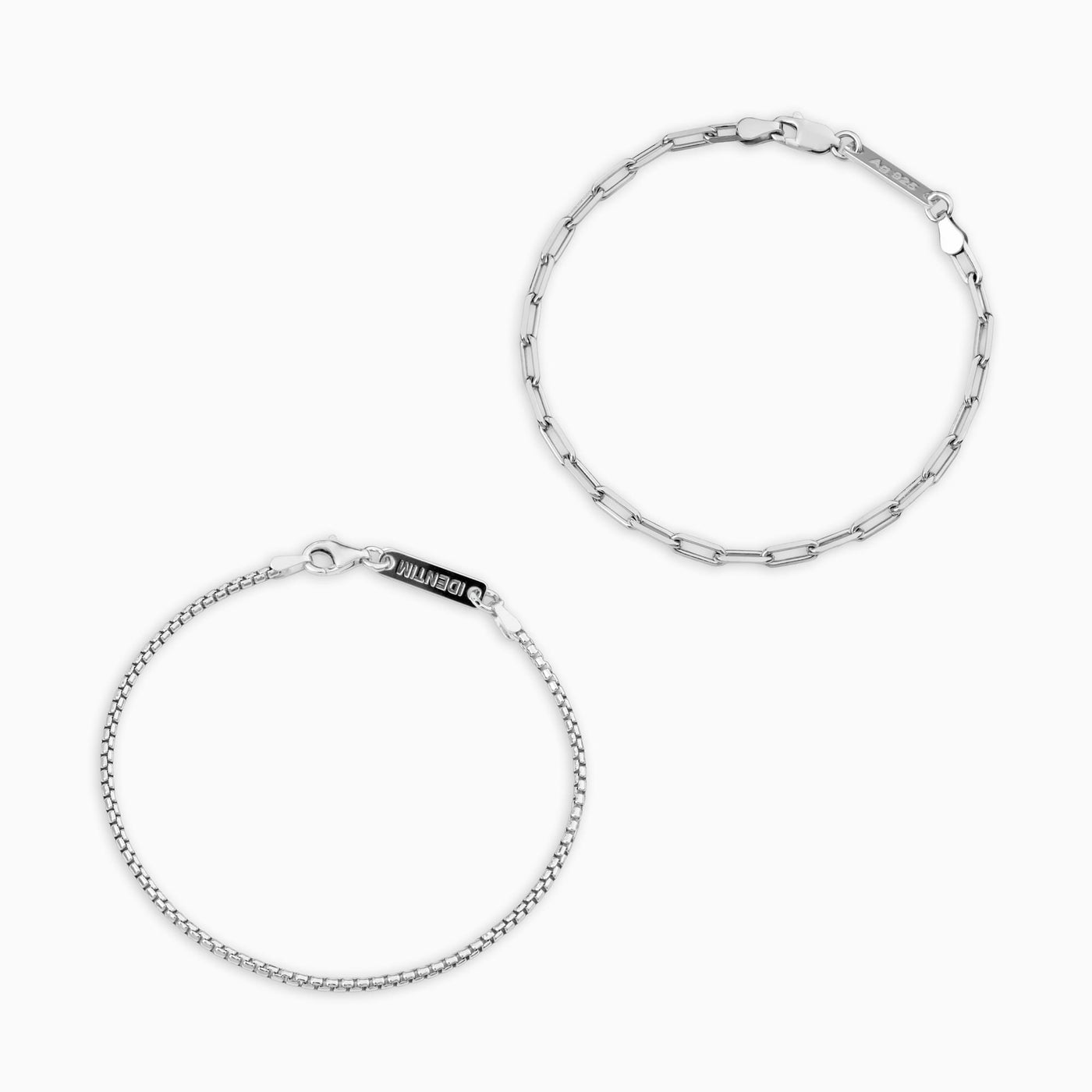 BRACELET SET VENEZIA PAPERCLIP 925 SILVER RHODIUM PLATED