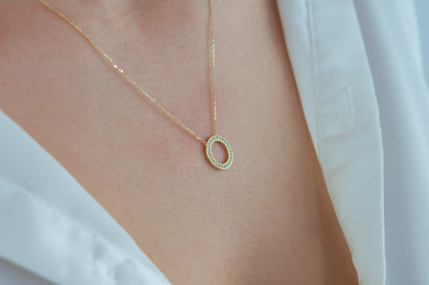 CIRCLE NECKLACE ZIRCONIA 333 GOLD