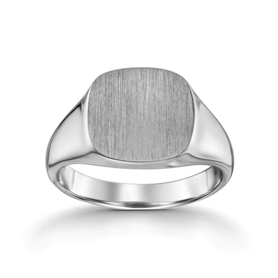 BRUSHED SQUARE RING 585, 750 WHITE GOLD, 950 PLATINUM