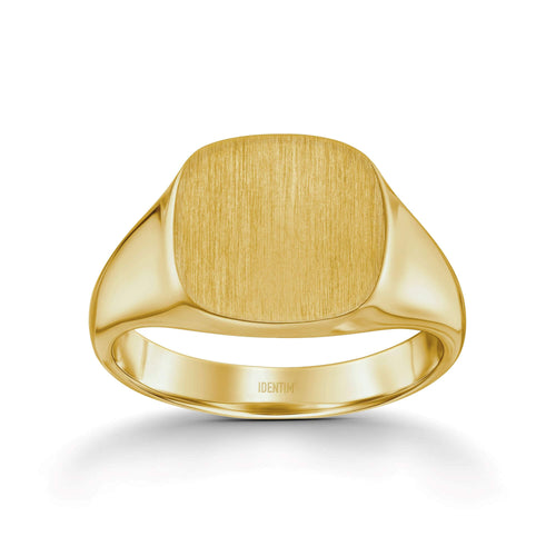 SIGNET RING BRUSHED SQUARE 585, 750 GOLD