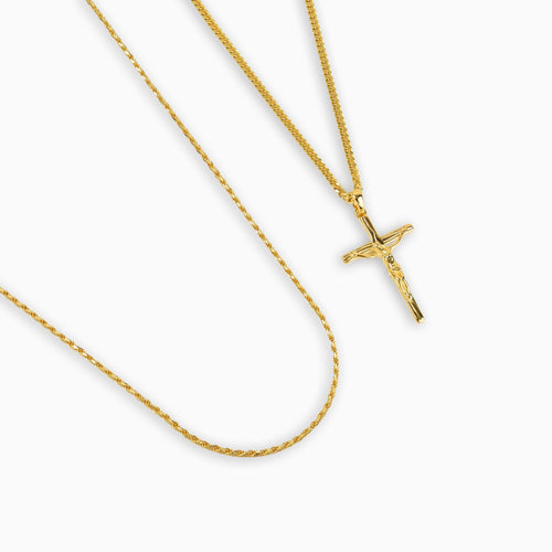 CROSS NECKLACE CORD NECKLACE SET 925 SILVER 18 CARAT GOLD PLATED