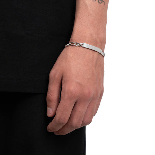 ID BRACELET FIGARO 925 SILVER RHODIUM-PLATED