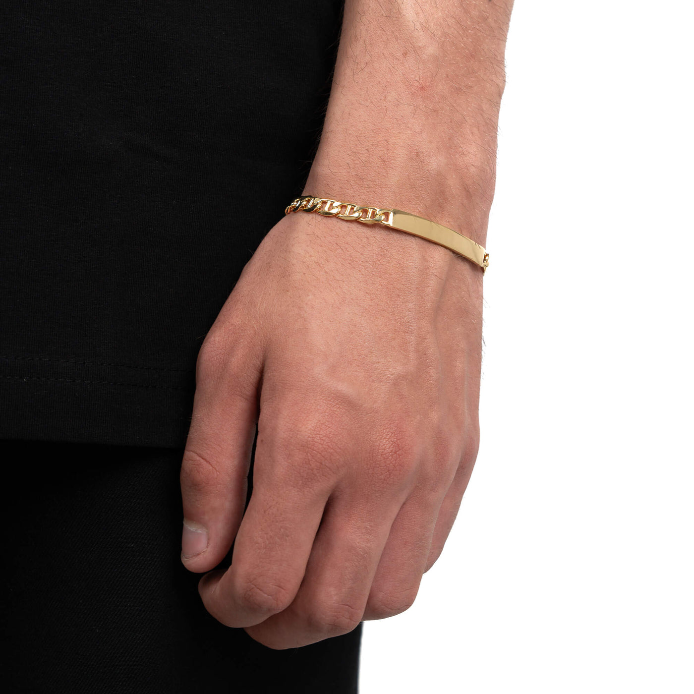 ID BRACELET ARMORED BAR 925 SILVER 18 CARAT GOLD PLATED