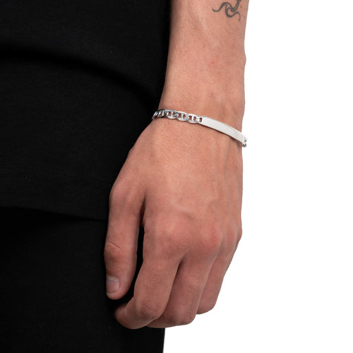 ID BRACELET CURB BAR 925 SILVER RHODIUM-PLATED