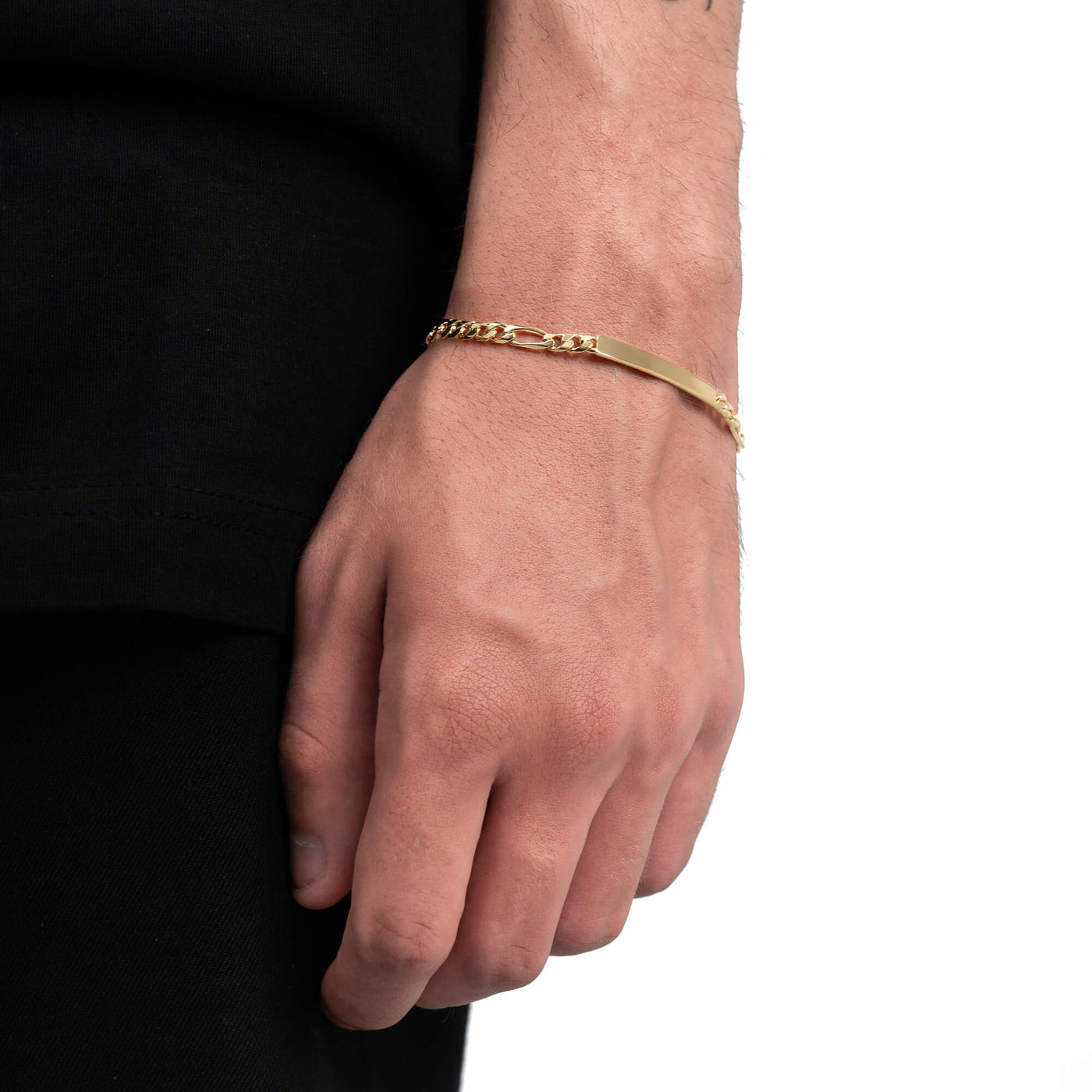 ID BRACELET FIGARO 925 SILVER 18 CARAT GOLD PLATED