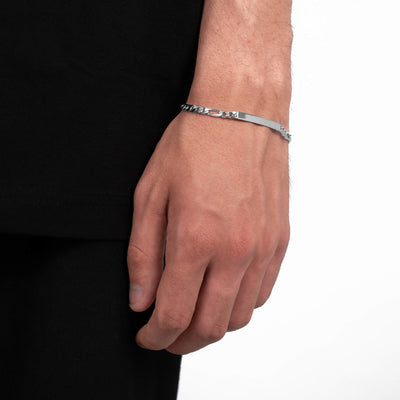 ID BRACELET FIGARO 925 SILVER RHODIUM-PLATED