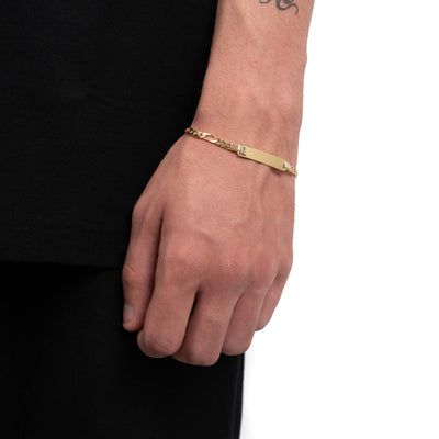 ID BRACELET FIGARO 925 SILVER 18 CARAT GOLD PLATED