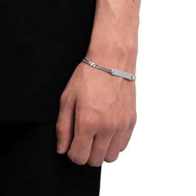 ID BRACELET FIGARO 925 SILVER RHODIUM-PLATED