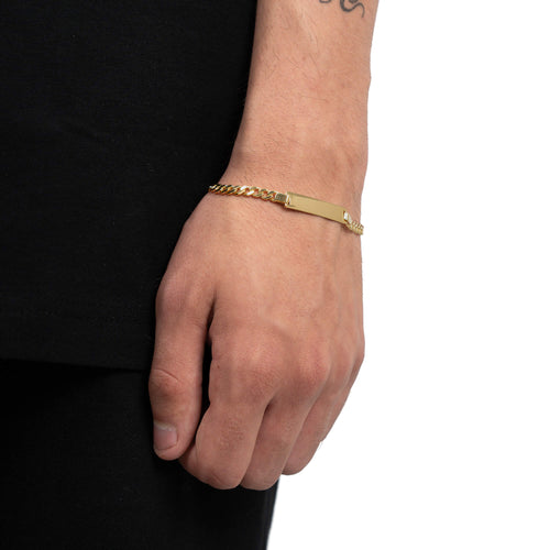 ID-BRACELET ARMORED MATT 925 SILVER 18 CARAT GOLD PLATED