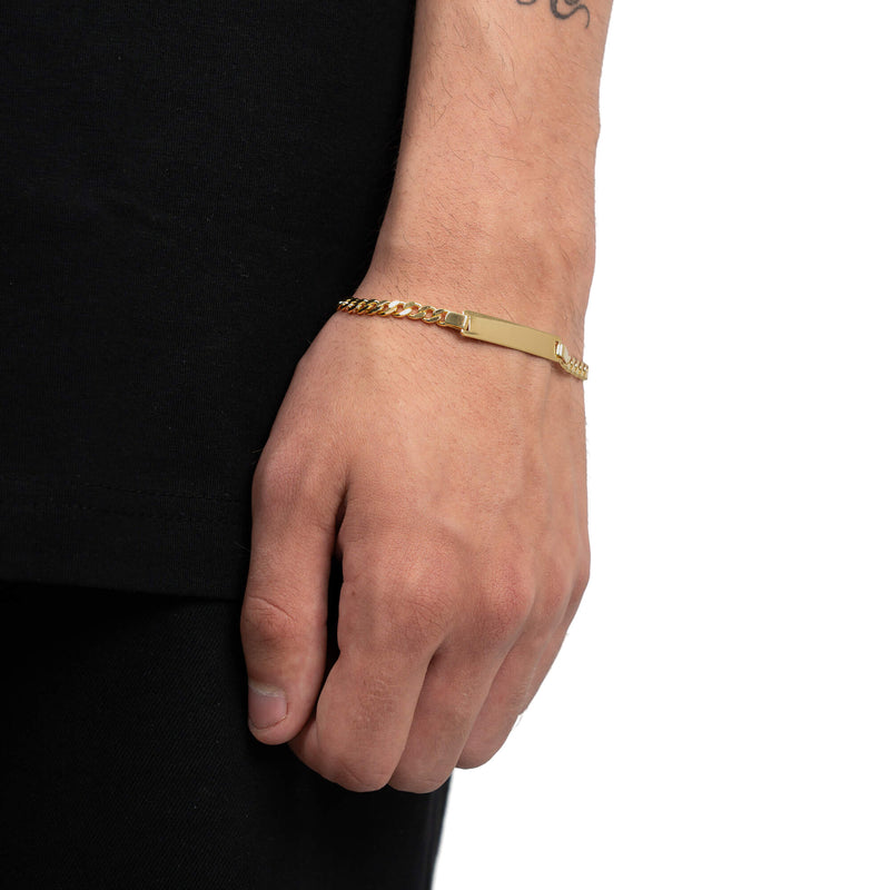 ID-BRACELET ARMORED MATT 925 SILVER 18 CARAT GOLD PLATED