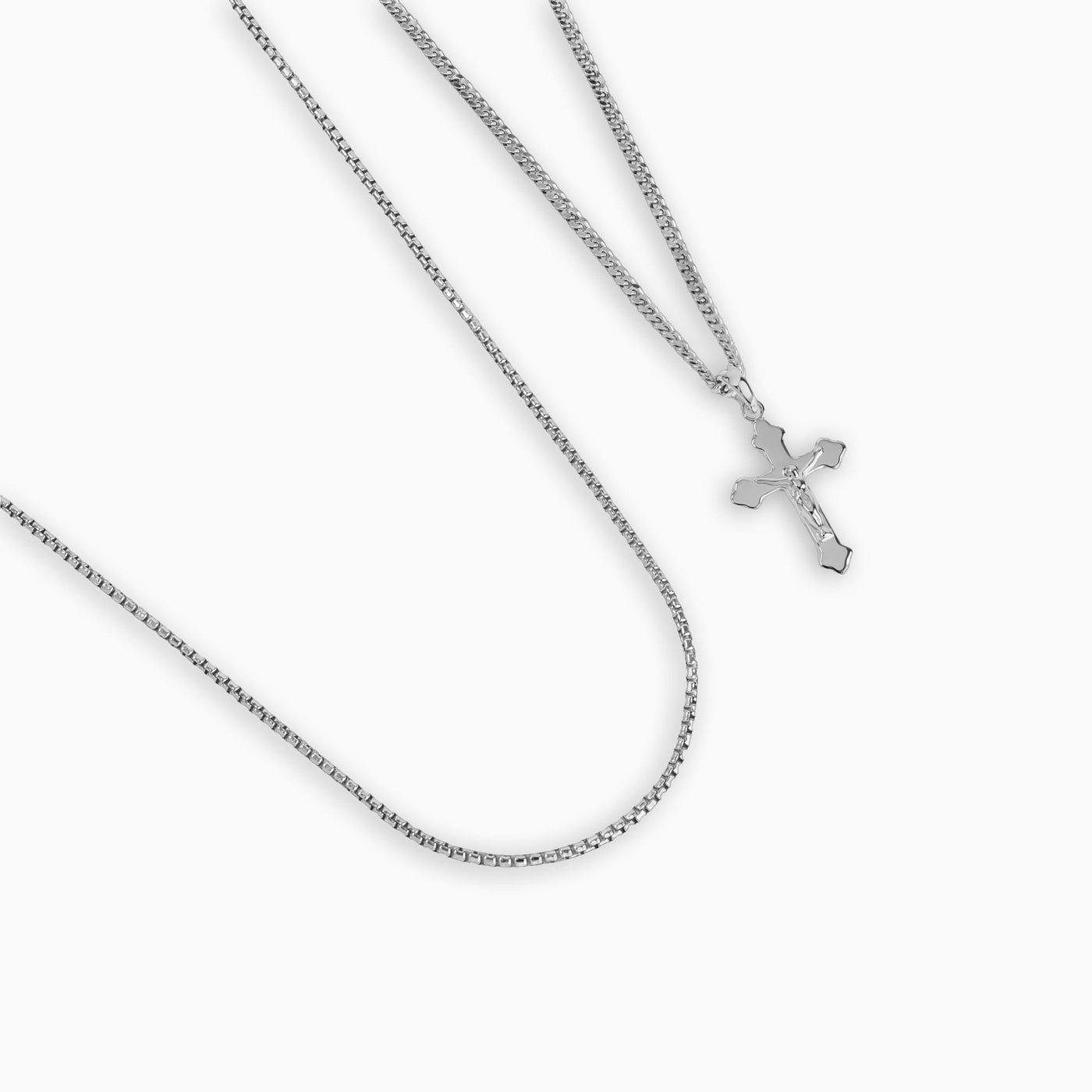 CROSS NECKLACE VENETIAN NECKLACE SET 925 SILVER RHODIUM PLATED