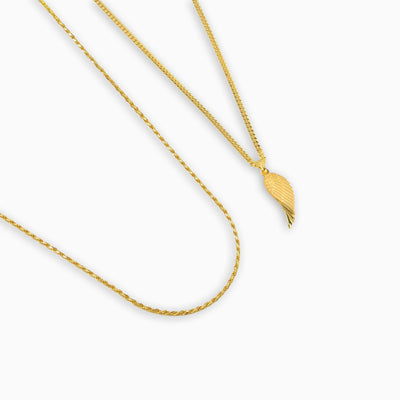 WING NECKLACE CORD NECKLACE SET 925 SILVER 18 CARAT GOLD PLATED