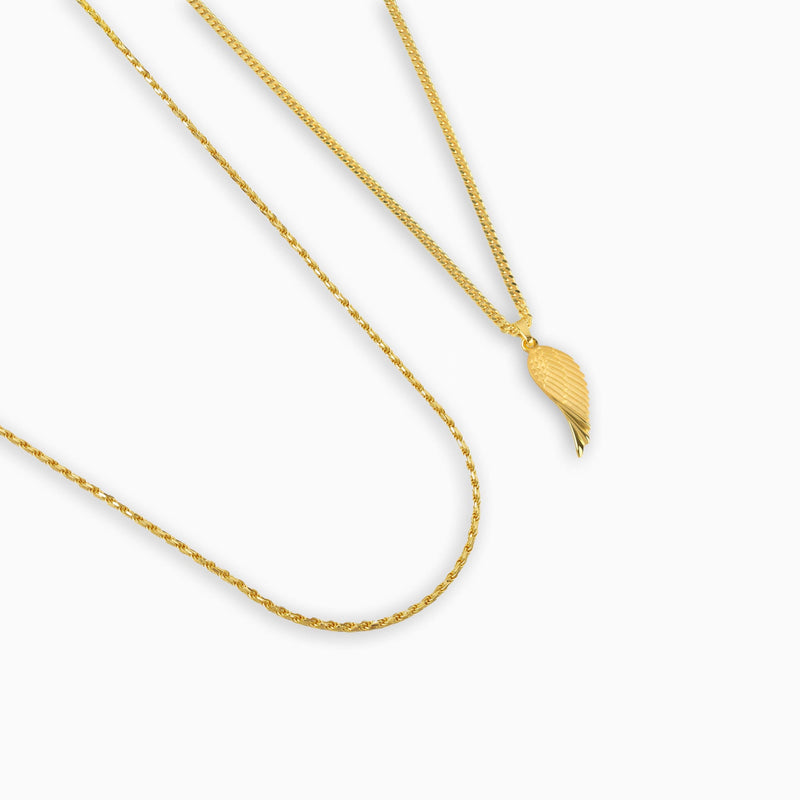 WING NECKLACE CORD NECKLACE SET 925 SILVER 18 CARAT GOLD PLATED