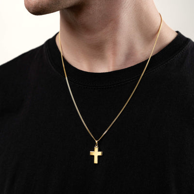 CROSS NECKLACE POLISHED 333 GOLD