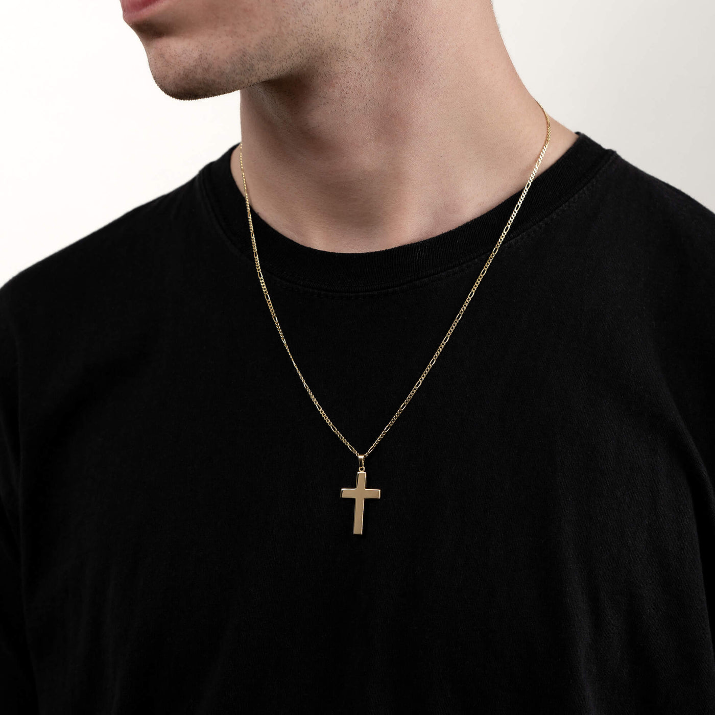 CROSS NECKLACE POLISHED 333 GOLD