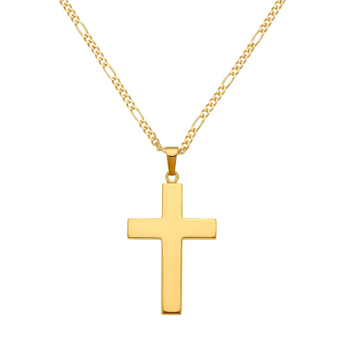 CROSS NECKLACE POLISHED 333 GOLD
