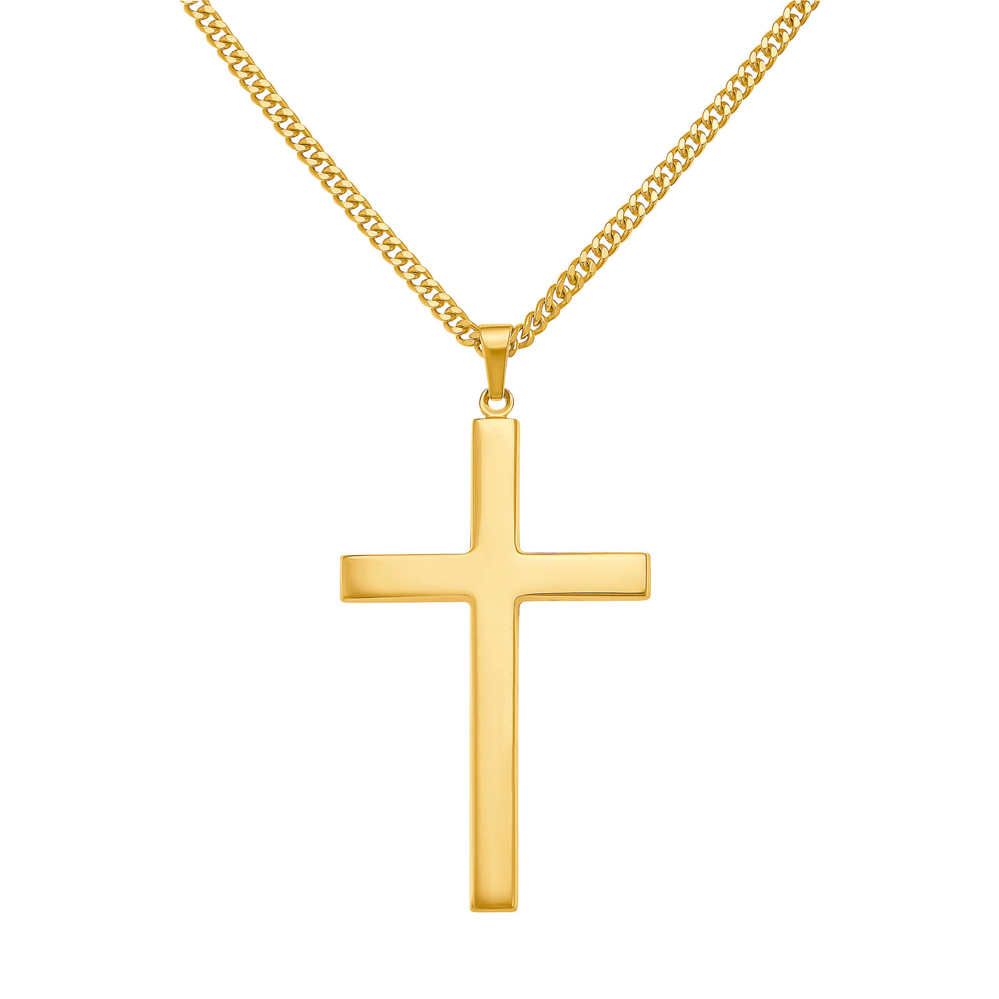 CROSS NECKLACE POLISHED 333 GOLD