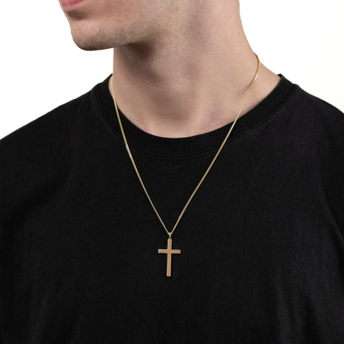 CROSS NECKLACE POLISHED 333 GOLD