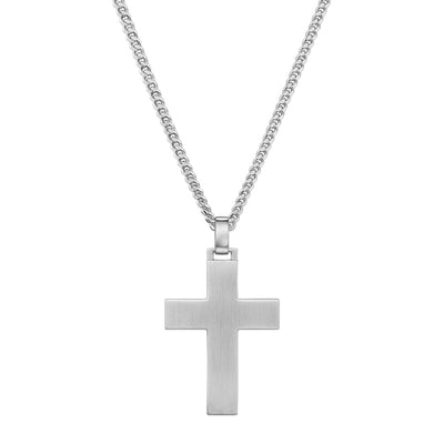 CROSS NECKLACE MATTED 925 SILVER RHODIUM PLATED