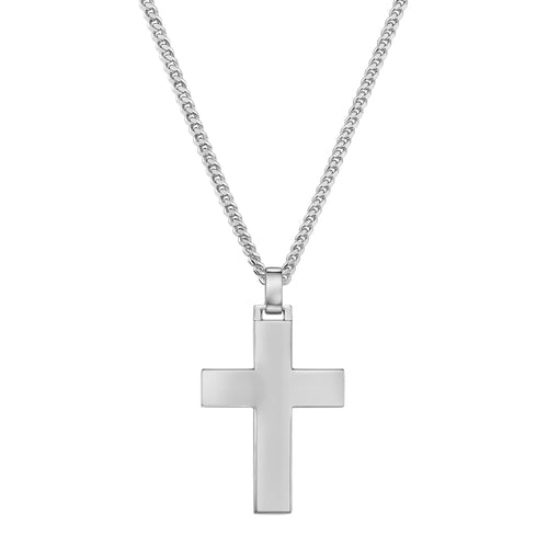 CROSS NECKLACE POLISHED 925 SILVER RHODIUM PLATED