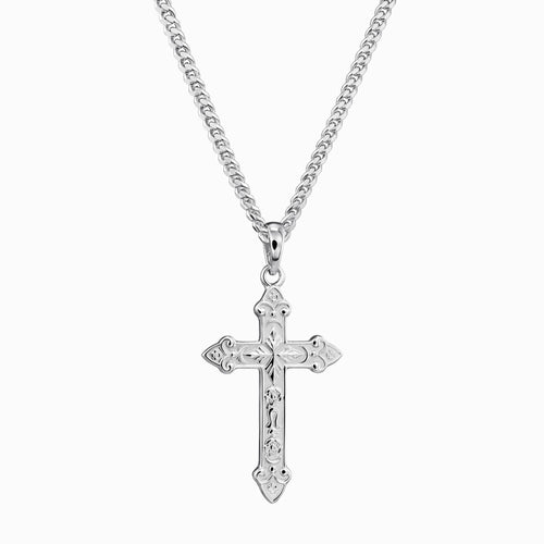 CROSS NECKLACE ORNAMENTS 925 SILVER RHODIUM PLATED