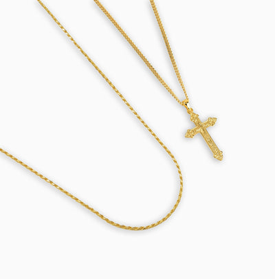 CROSS NECKLACE CORD NECKLACE SET 925 SILVER 18 CARAT GOLD PLATED