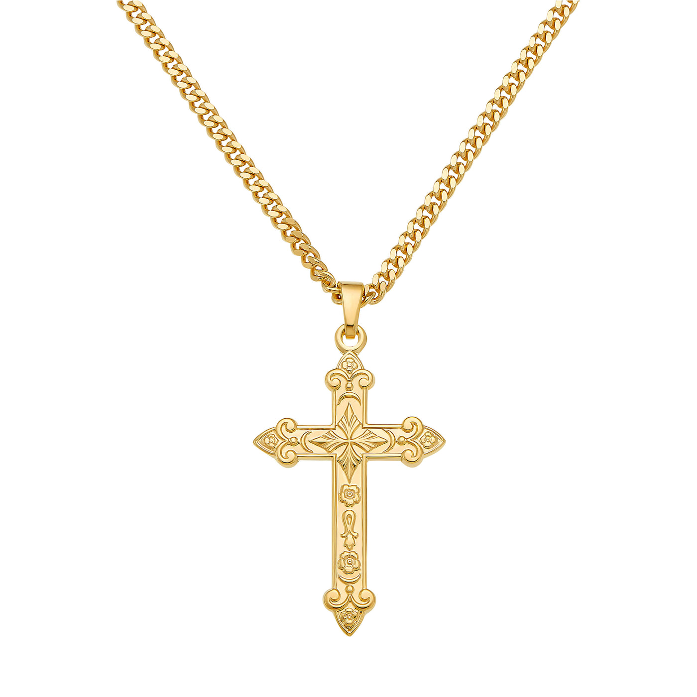 CROSS ORNAMENTS NECKLACE 585 GOLD