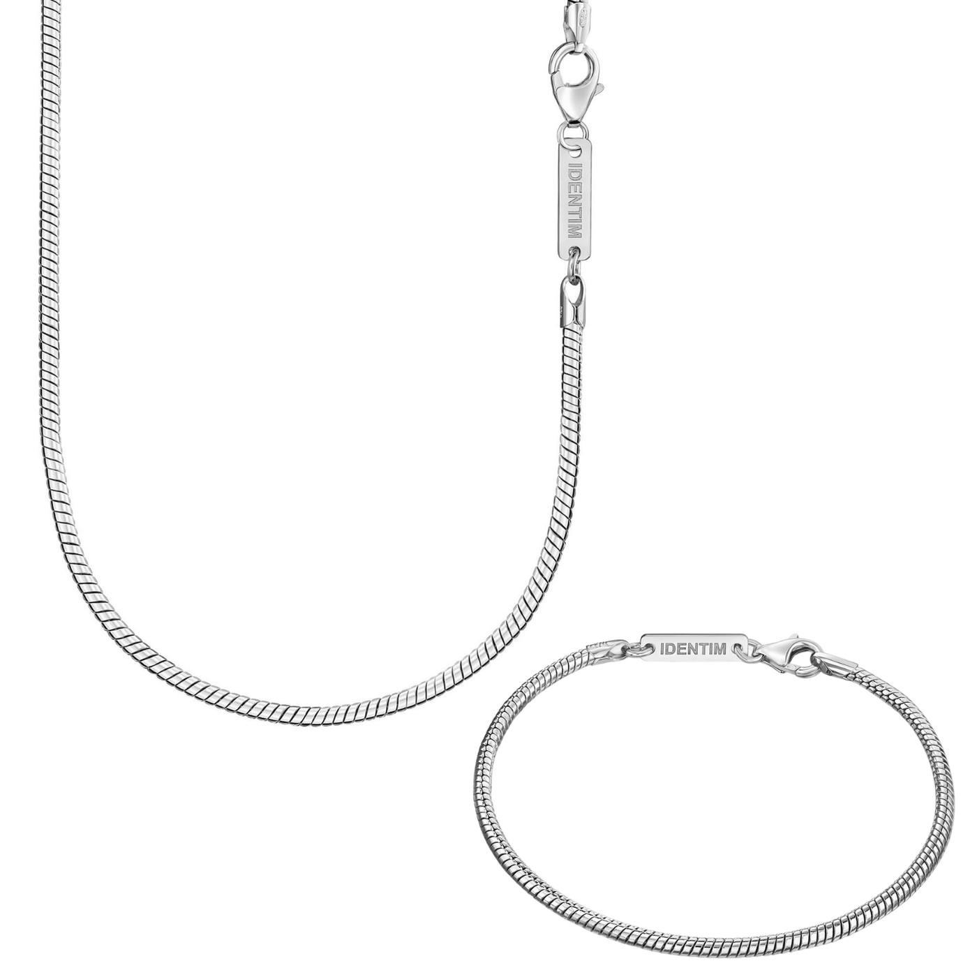 SNAKE CHAIN SET 925 SILVER RHODIUM PLATED 2,50MM