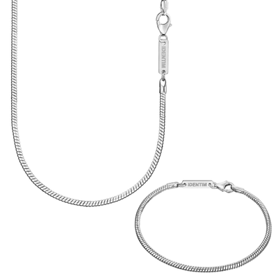 SNAKE CHAIN SET 925 SILVER RHODIUM PLATED 2,50MM