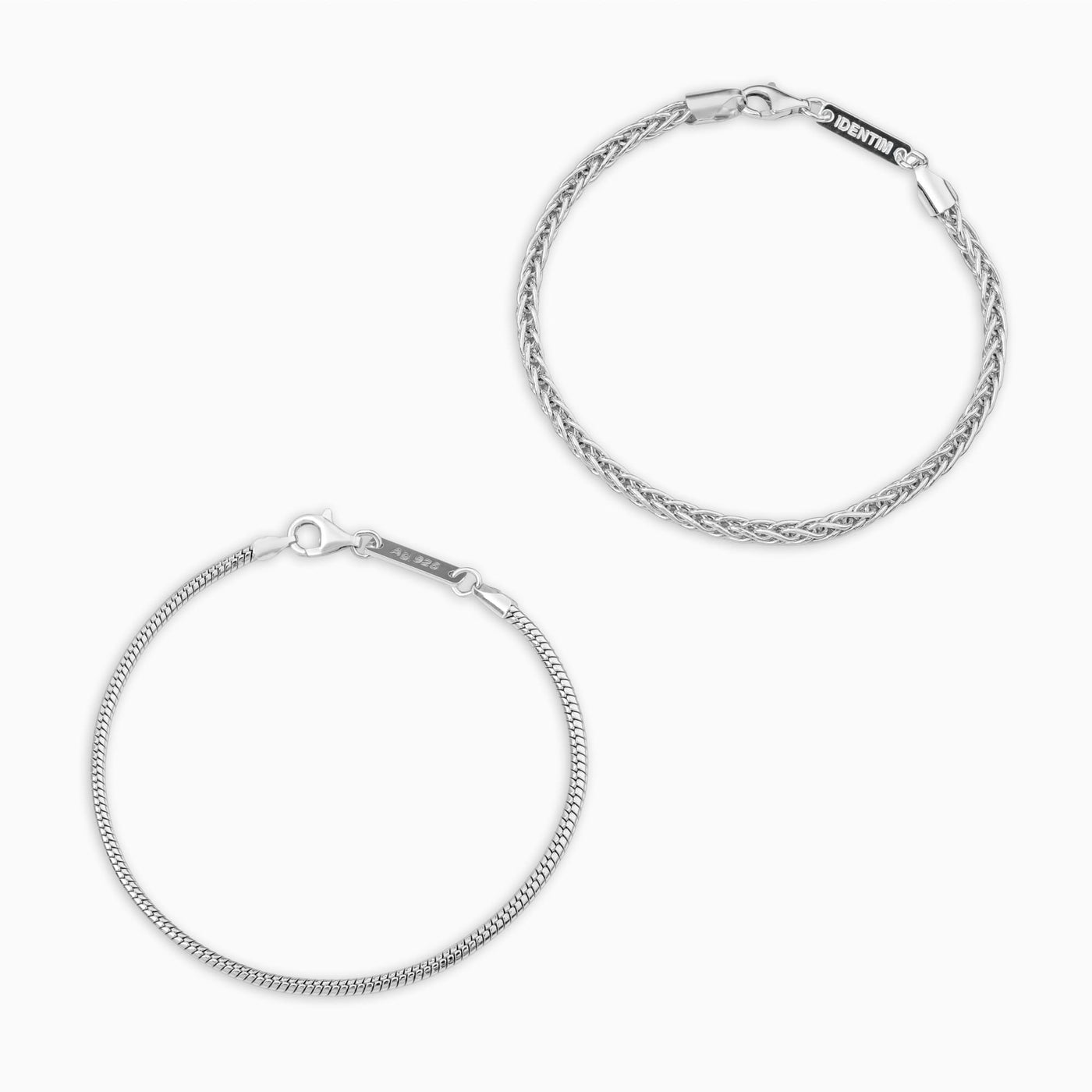 BRACELET SET BRAID SNAKE SILVER BRACELET 925 SILVER RHODIUM PLATED