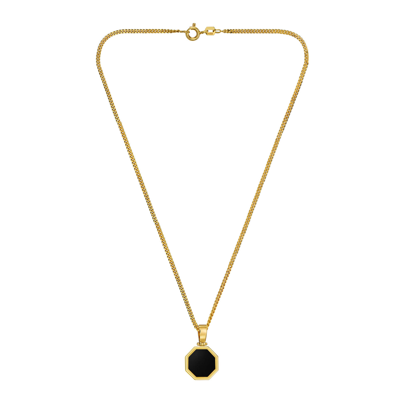 ONYX OCTAGON NECKLACE 585 GOLD