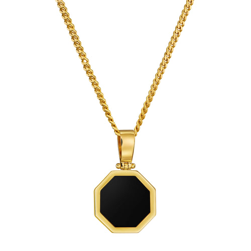 ONYX OCTAGON NECKLACE 585 GOLD