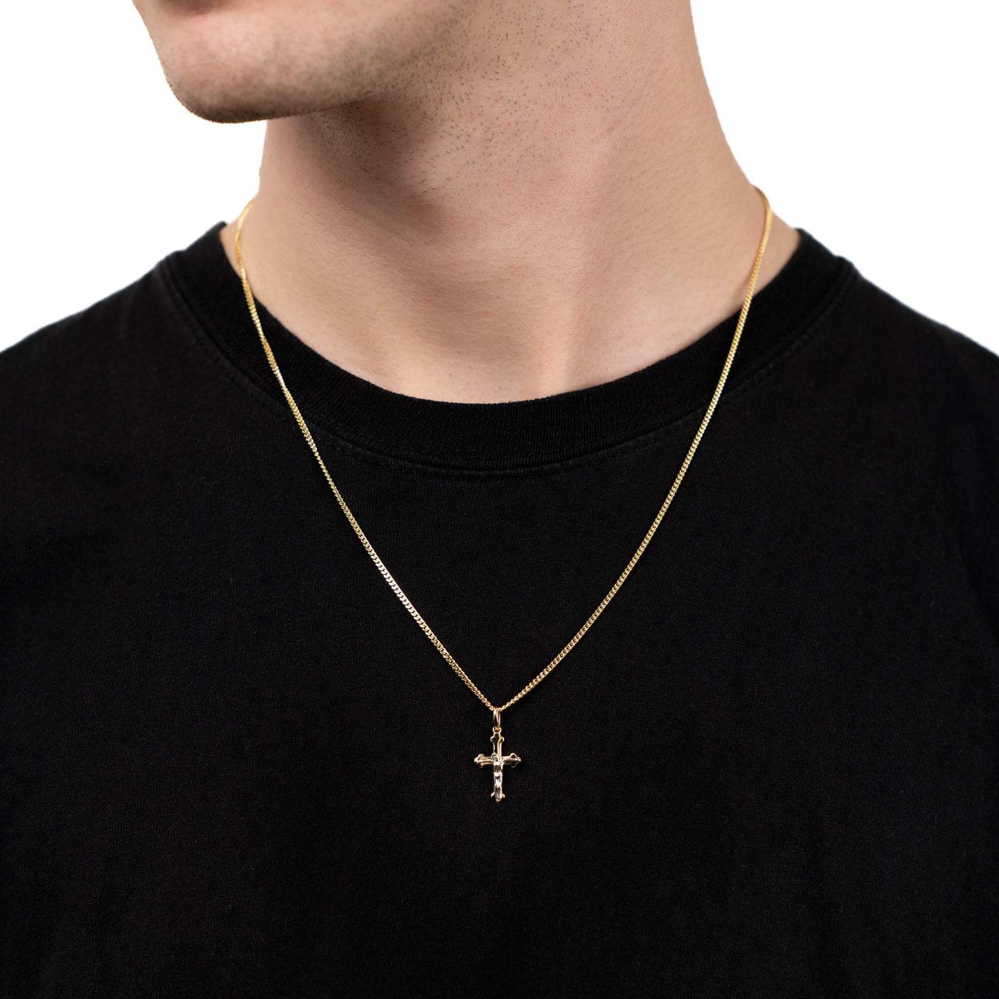 CROSS CRUCIFIX NECKLACE 585 GOLD